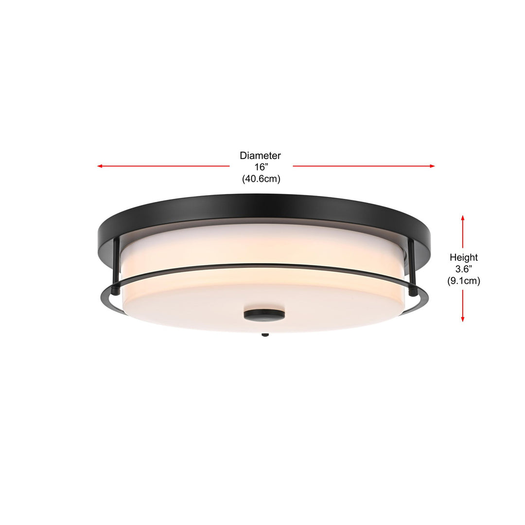 16 Inch Led Flush Mount In Black - View 6 - Joshua Marshal