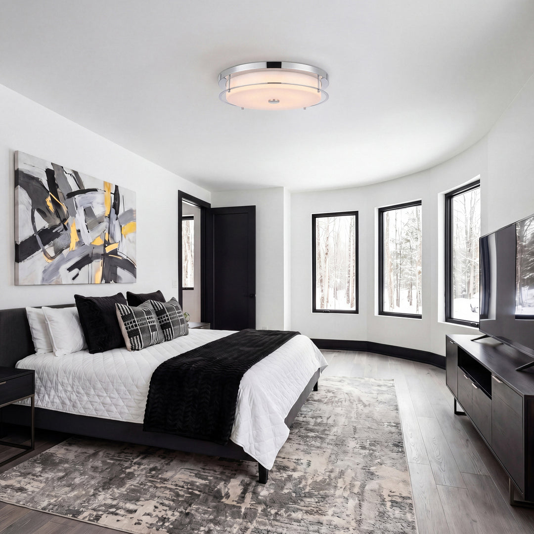 20 Inch Led Flush Mount In Chrome - View 2 - Joshua Marshal