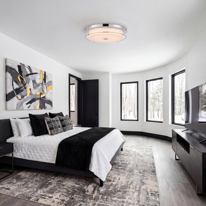 20 Inch Led Flush Mount In Chrome - View 2 - Joshua Marshal