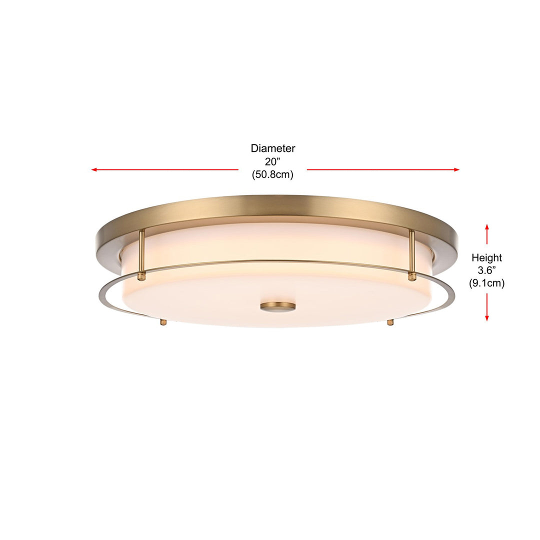 20 Inch Led Flush Mount In Satin Gold - View 6 - Joshua Marshal