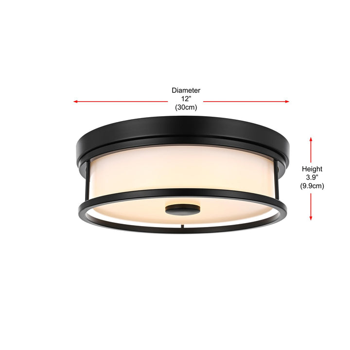12 Inch Led Flush Mount In Black - View 6 - Joshua Marshal