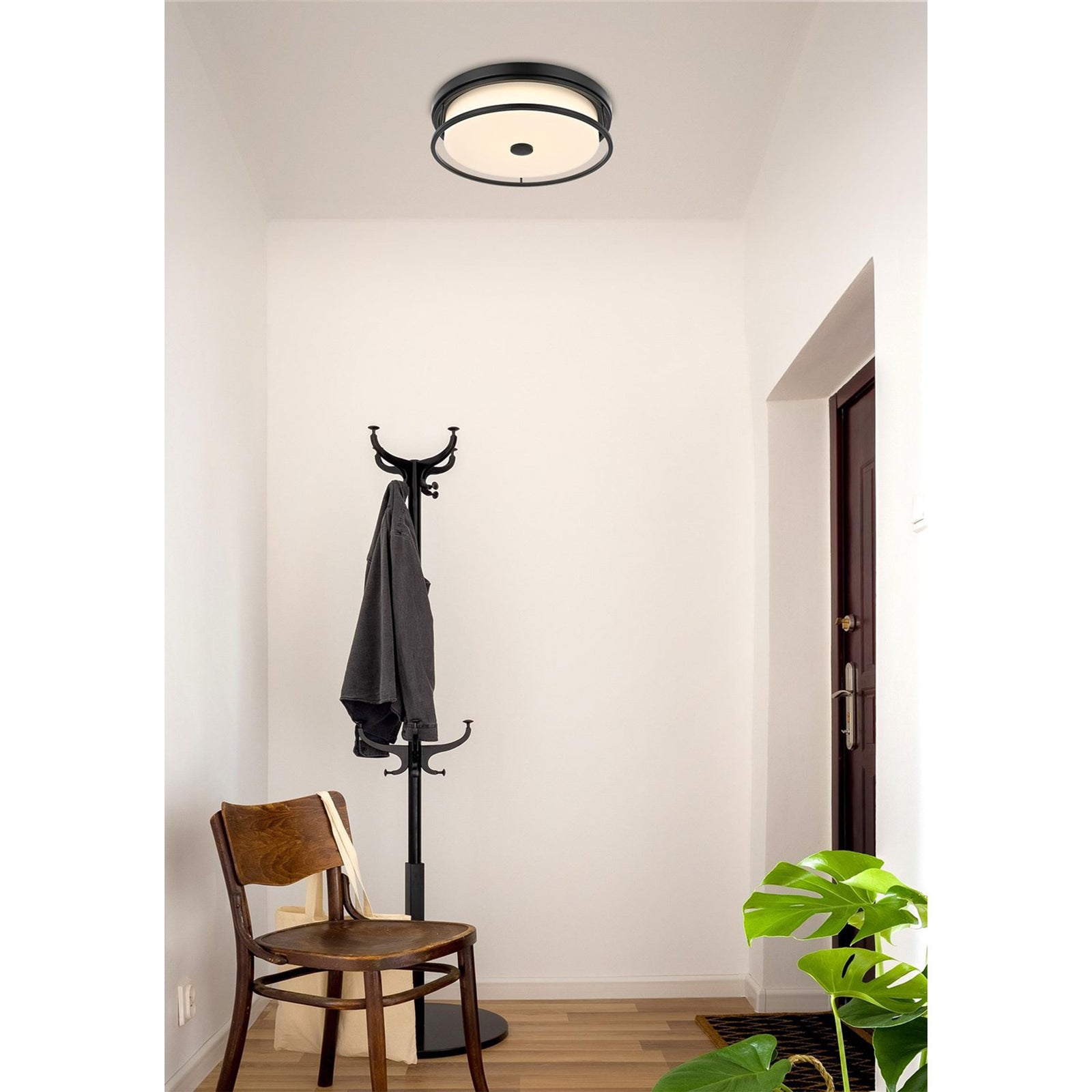 16 Inch Led Flush Mount In Black - View 2 - Joshua Marshal
