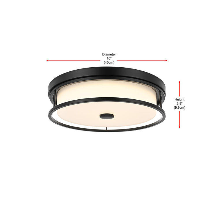 16 Inch Led Flush Mount In Black - View 6 - Joshua Marshal
