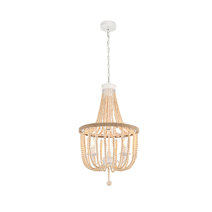 16 Inch Beaded Pendant In Beige - View 3 - Joshua Marshal