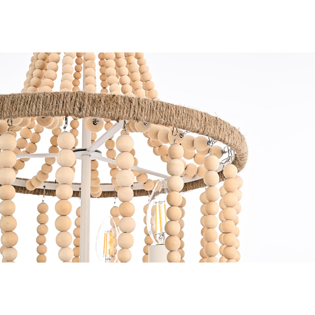 16 Inch Beaded Pendant In Beige - View 5 - Joshua Marshal