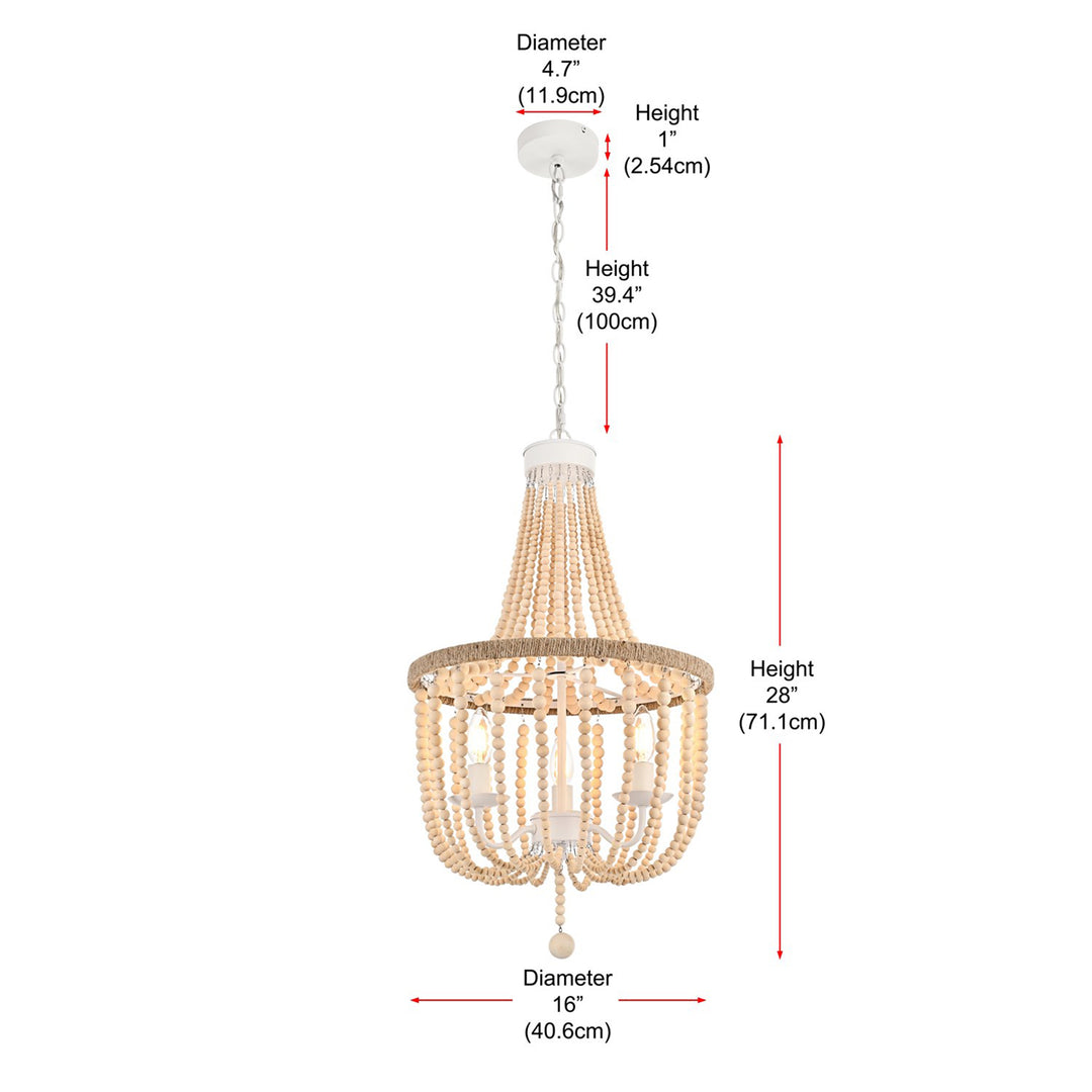 16 Inch Beaded Pendant In Beige - View 6 - Joshua Marshal