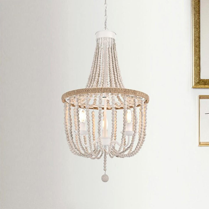16 Inch Beaded Pendant In Antique White Antique White Finish - LIGHTING by Joshua Marshal