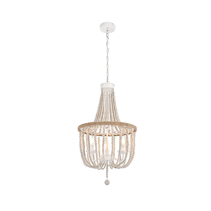 16 Inch Beaded Pendant In Antique White - View 3 - Joshua Marshal