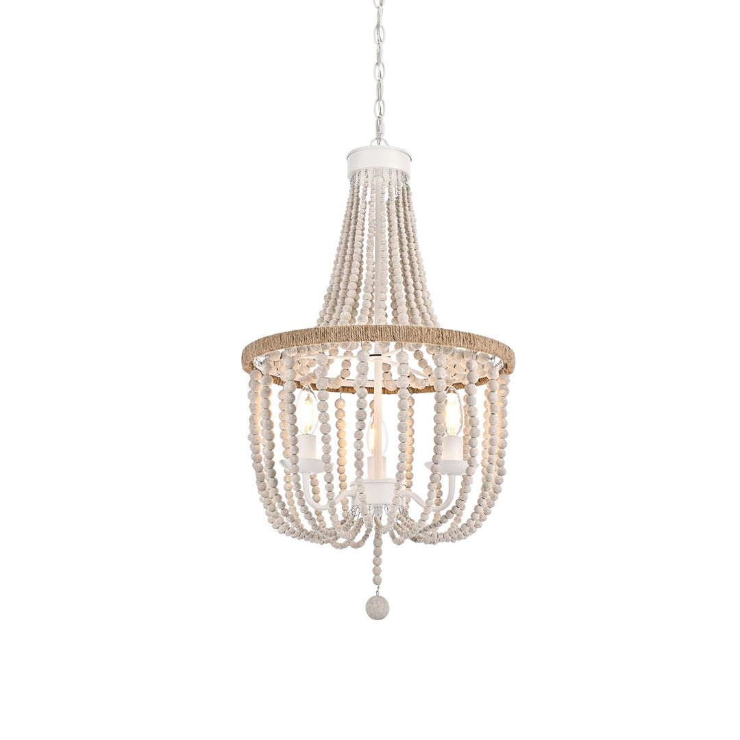 16 Inch Beaded Pendant In Antique White - View 4 - Joshua Marshal