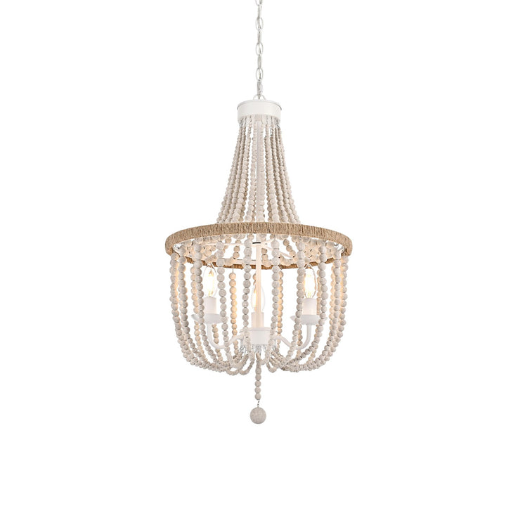 16 Inch Beaded Pendant In Antique White - View 4 - Joshua Marshal