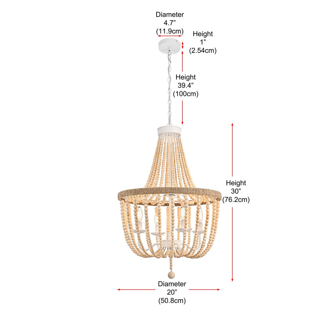 20 Inch Beaded Pendant In Beige - View 6 - Joshua Marshal