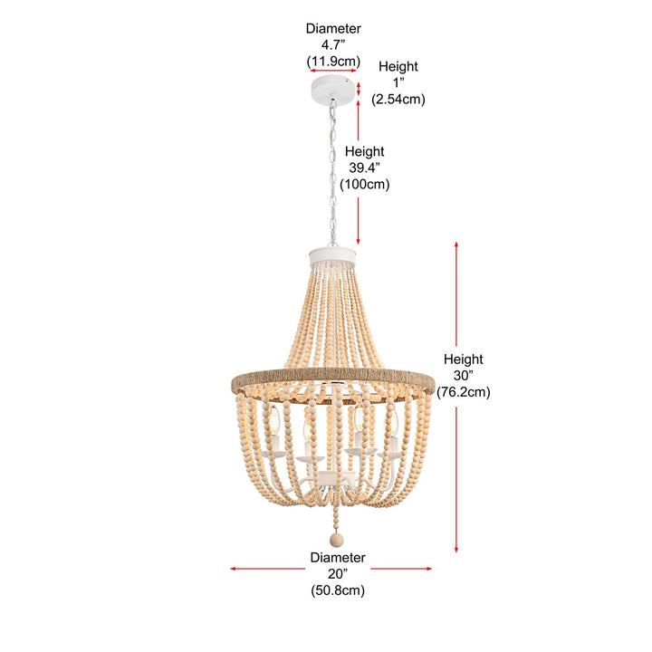 20 Inch Beaded Pendant In Beige - View 6 - Joshua Marshal