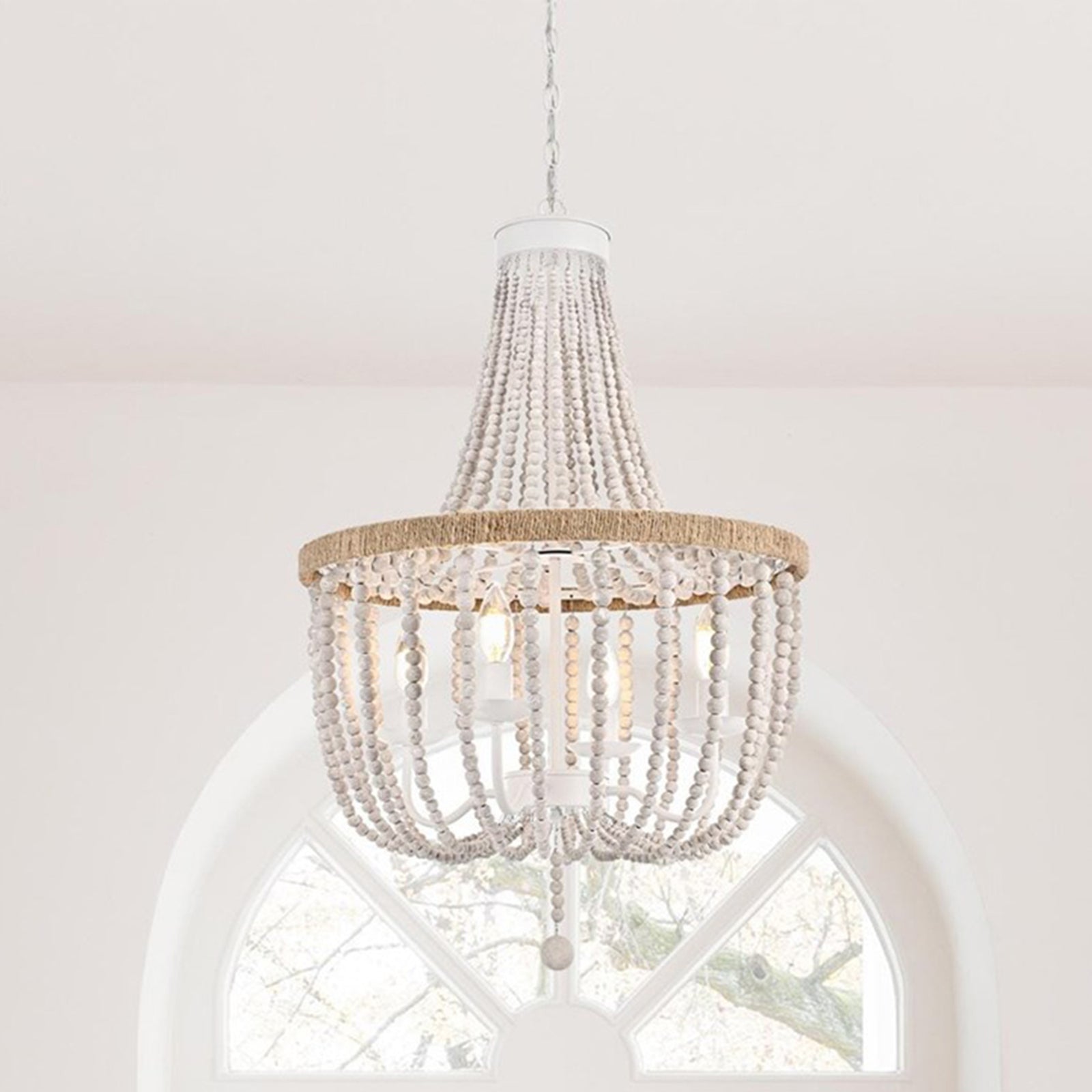 20 Inch Beaded Pendant In Antique White Antique White Finish - LIGHTING by Joshua Marshal