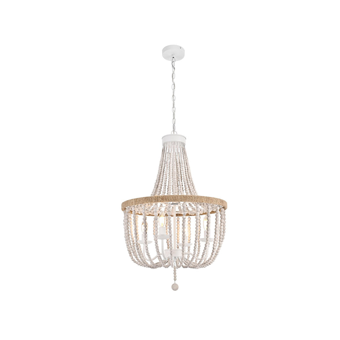20 Inch Beaded Pendant In Antique White - View 3 - Joshua Marshal