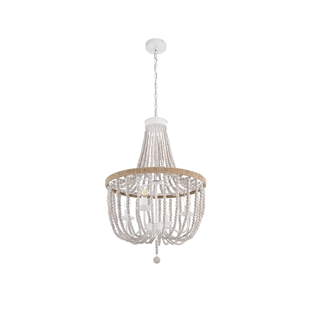 20 Inch Beaded Pendant In Antique White - View 4 - Joshua Marshal