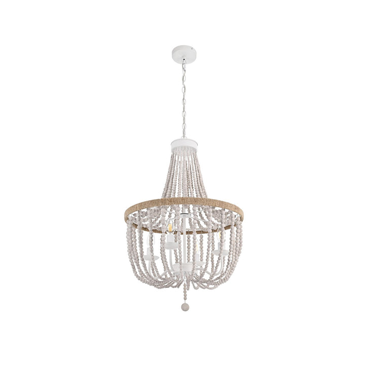 20 Inch Beaded Pendant In Antique White - View 4 - Joshua Marshal