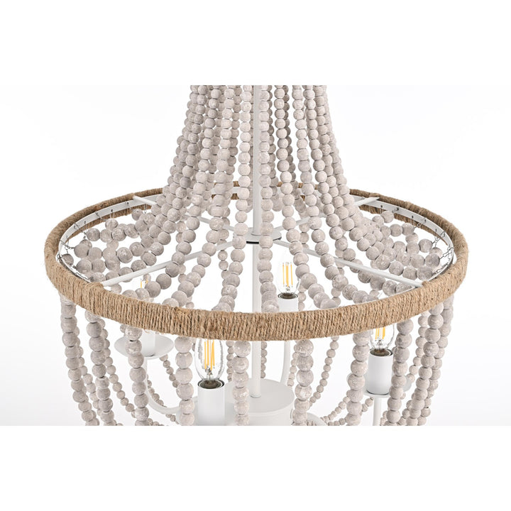 20 Inch Beaded Pendant In Antique White - View 5 - Joshua Marshal