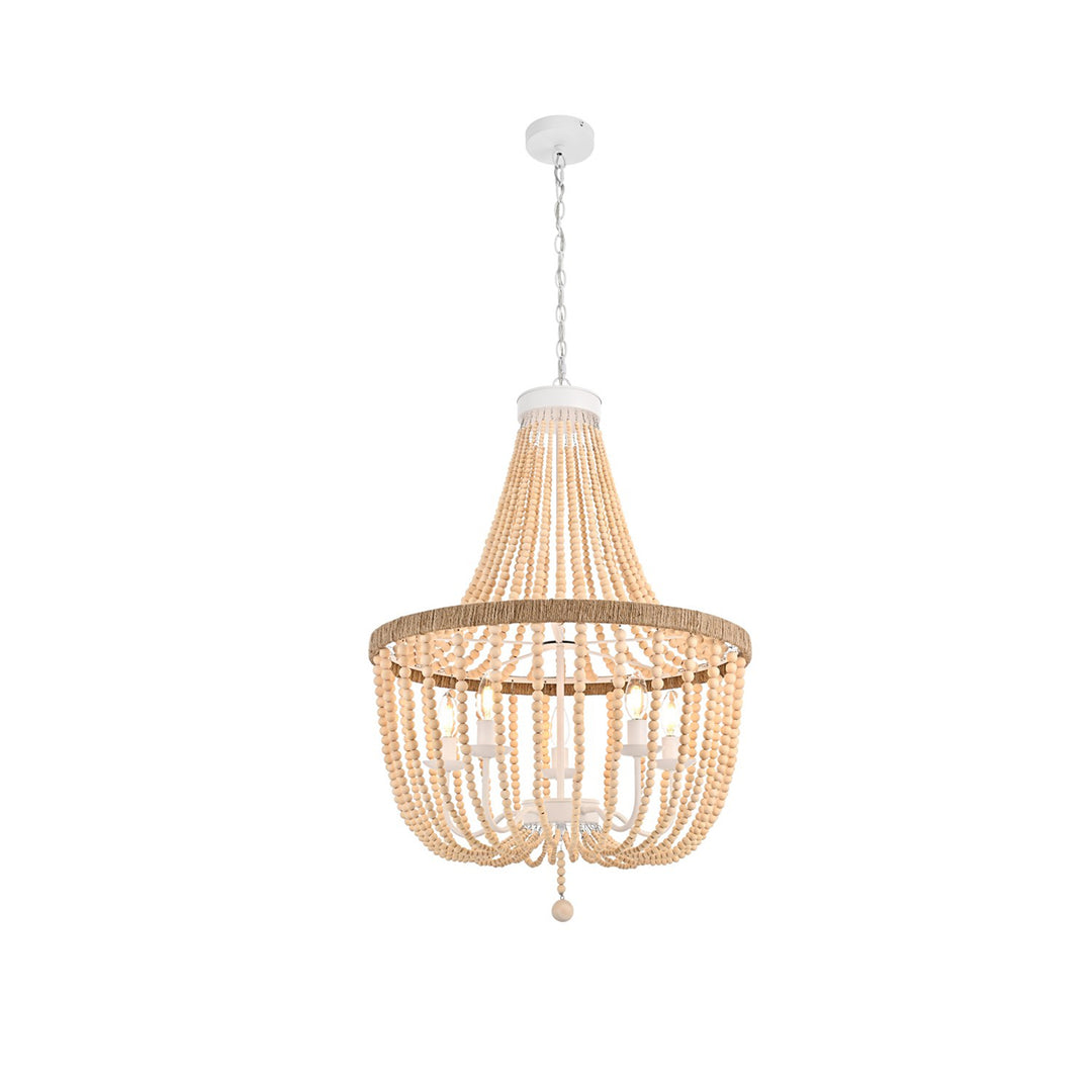 24 Inch Beaded Pendant In Beige - View 3 - Joshua Marshal