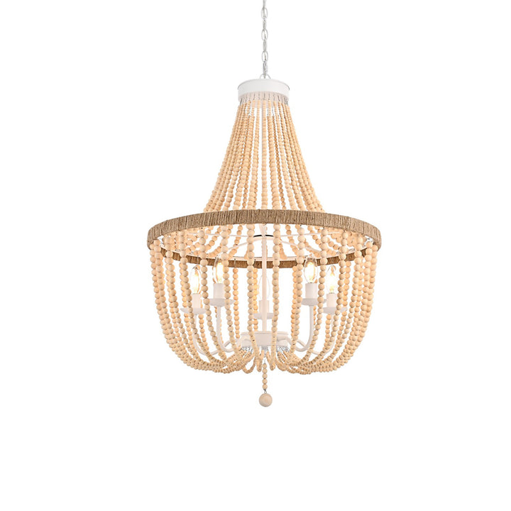 24 Inch Beaded Pendant In Beige - View 4 - Joshua Marshal