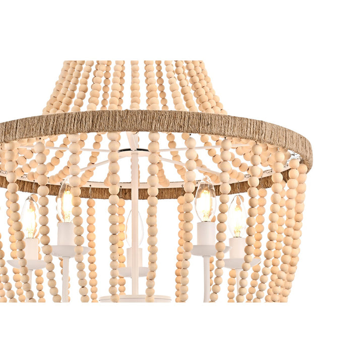 24 Inch Beaded Pendant In Beige - View 5 - Joshua Marshal