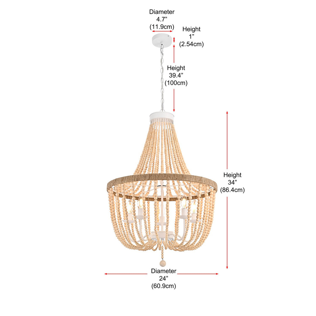24 Inch Beaded Pendant In Beige - View 6 - Joshua Marshal