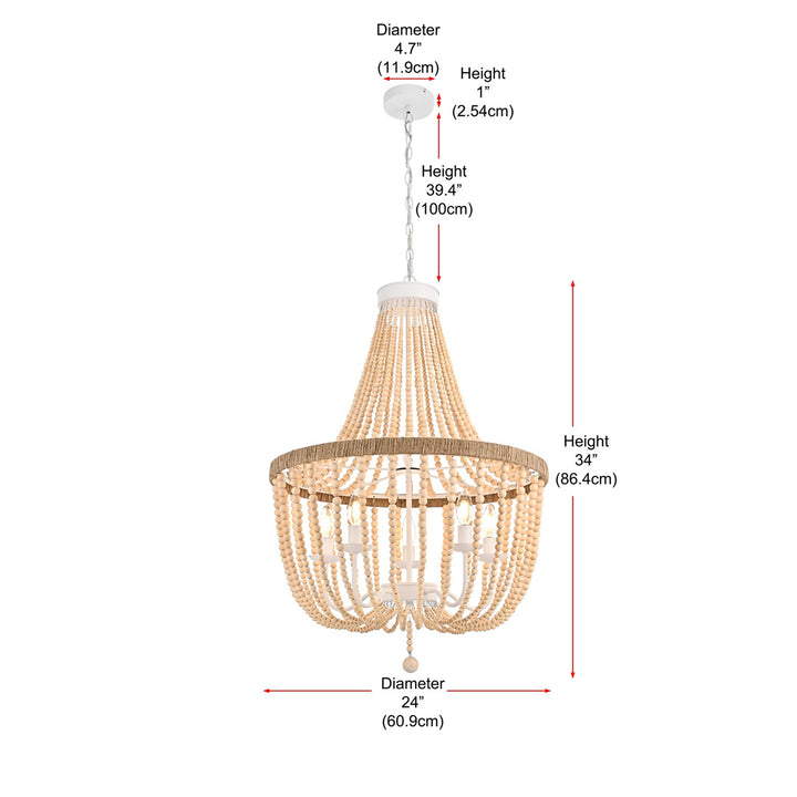 24 Inch Beaded Pendant In Beige - View 6 - Joshua Marshal
