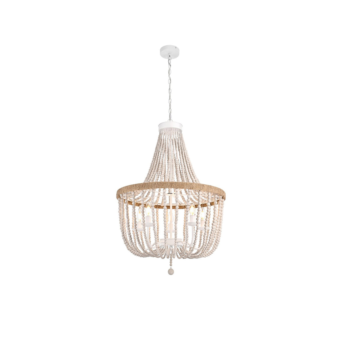 24 Inch Beaded Pendant In Antique White - View 3 - Joshua Marshal
