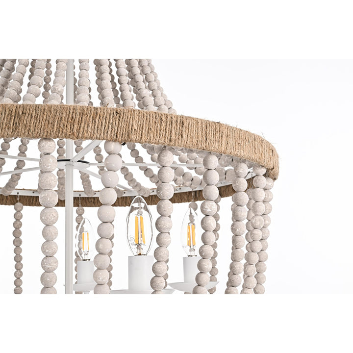 24 Inch Beaded Pendant In Antique White - View 4 - Joshua Marshal