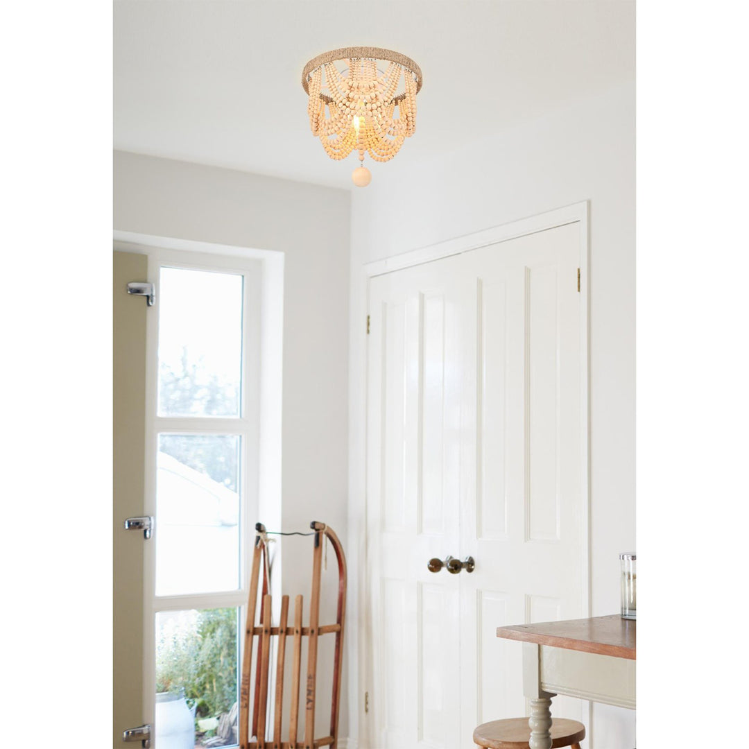 12 Inch Beaded Flush Mount In Beige - View 2 - Joshua Marshal