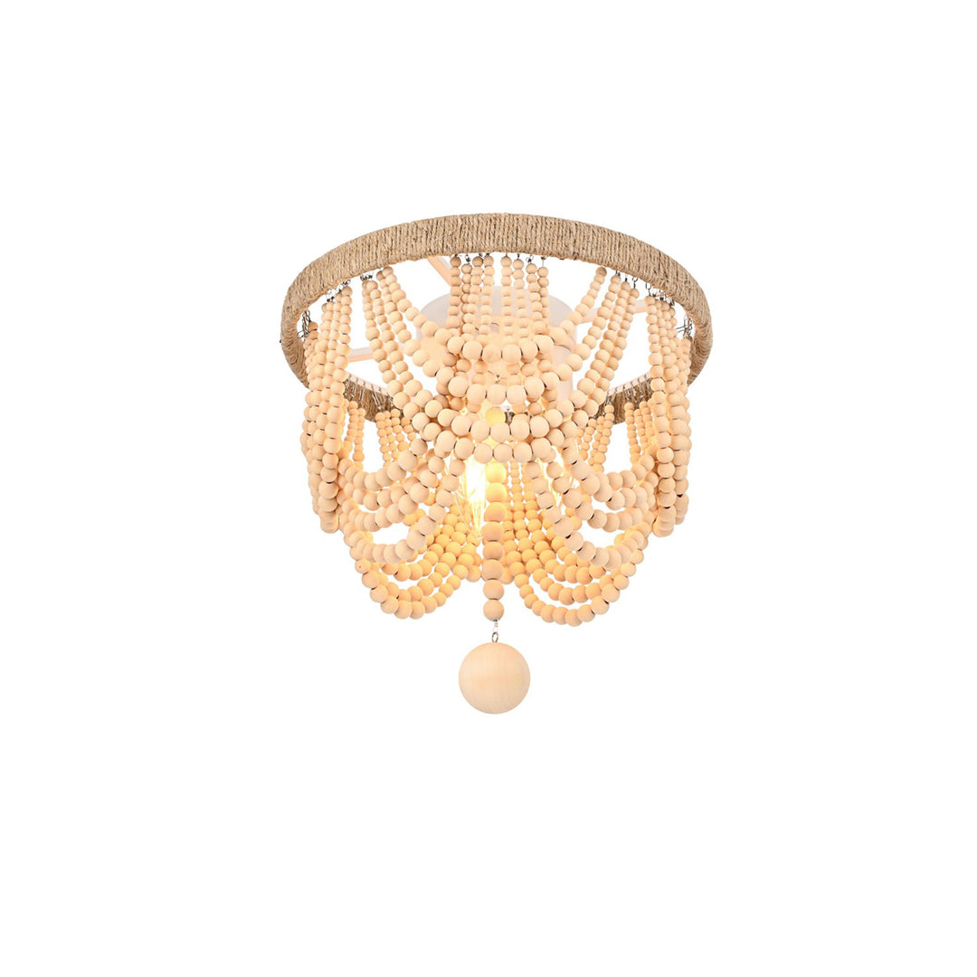 12 Inch Beaded Flush Mount In Beige - View 3 - Joshua Marshal
