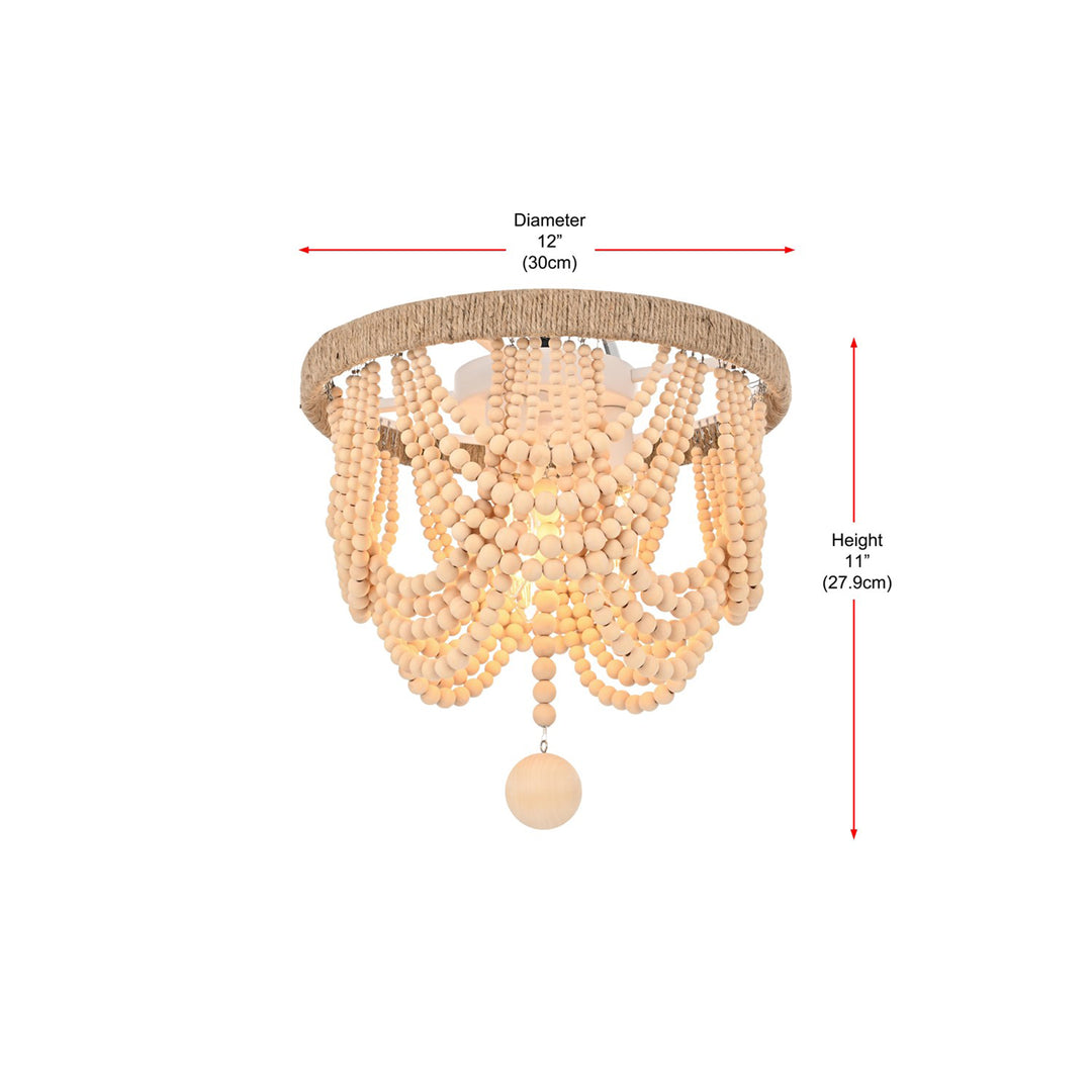 12 Inch Beaded Flush Mount In Beige - View 6 - Joshua Marshal