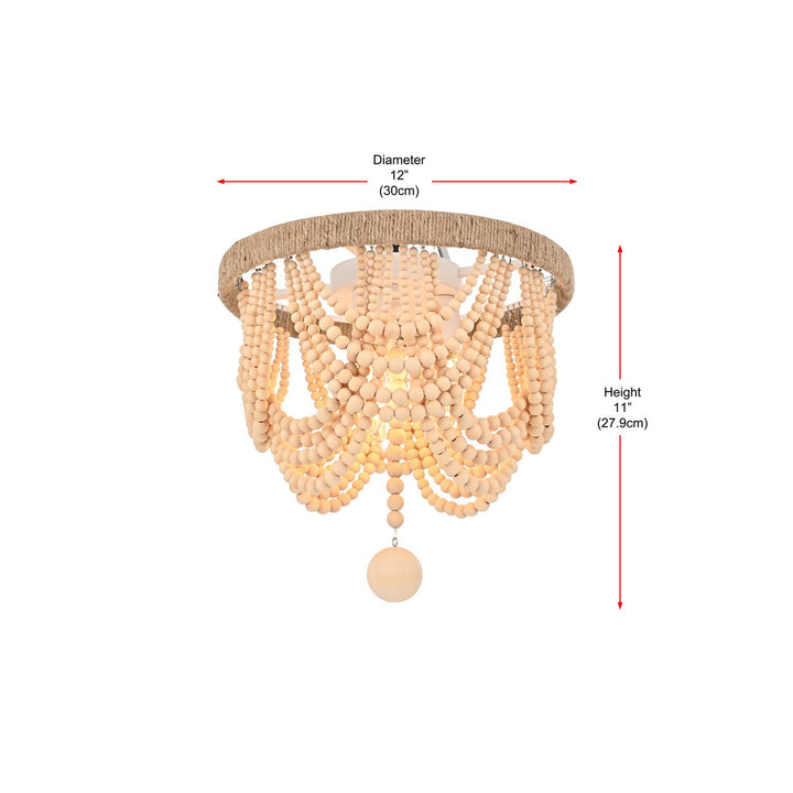 12 Inch Beaded Flush Mount In Beige - View 6 - Joshua Marshal
