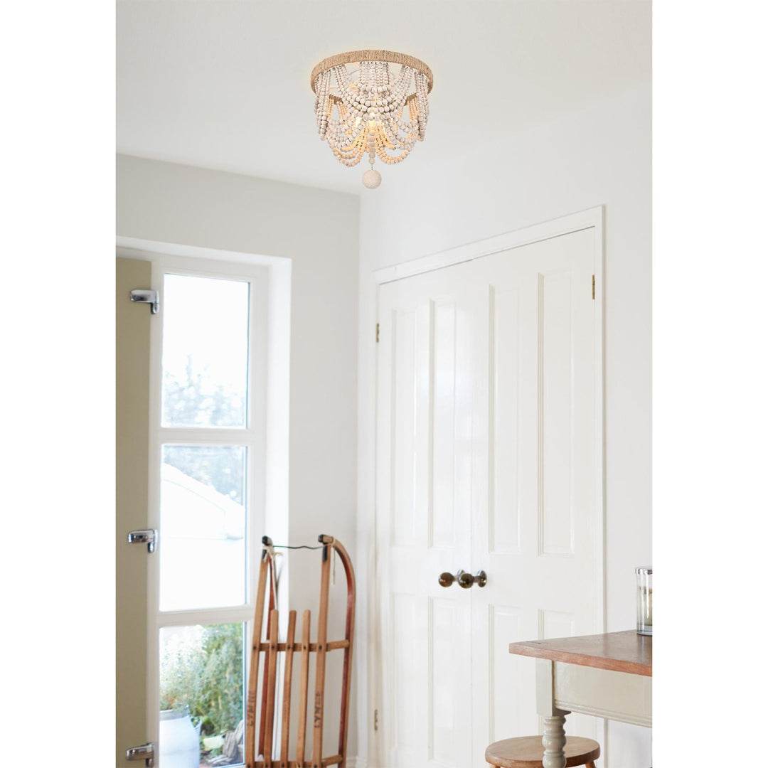 12 Inch Beaded Flush Mount In Antique White - View 2 - Joshua Marshal