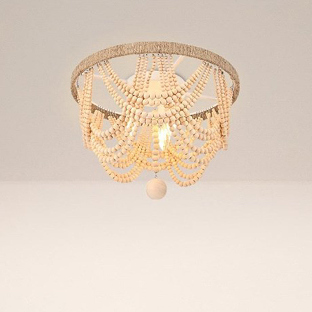 16 Inch Beaded Flush Mount In Beige Beige Finish - LIGHTING by Joshua Marshal