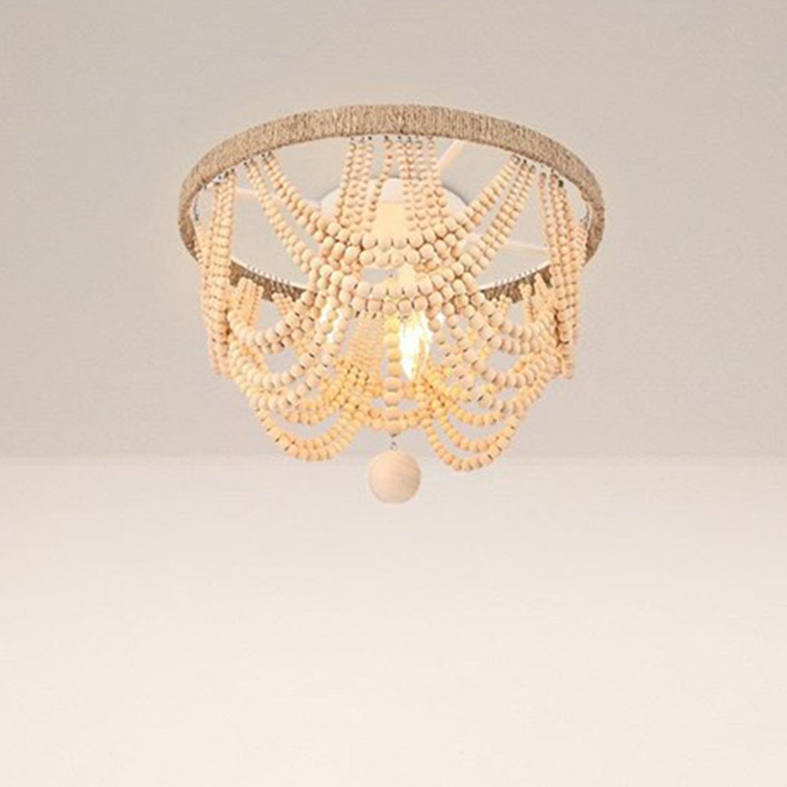 16 Inch Beaded Flush Mount In Beige Beige Finish - LIGHTING by Joshua Marshal