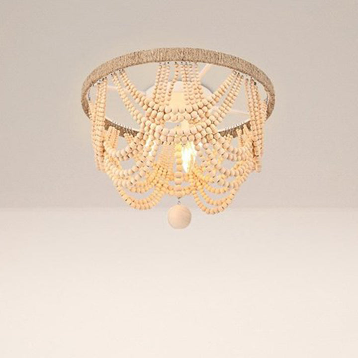 16 Inch Beaded Flush Mount In Beige Beige Finish - LIGHTING by Joshua Marshal