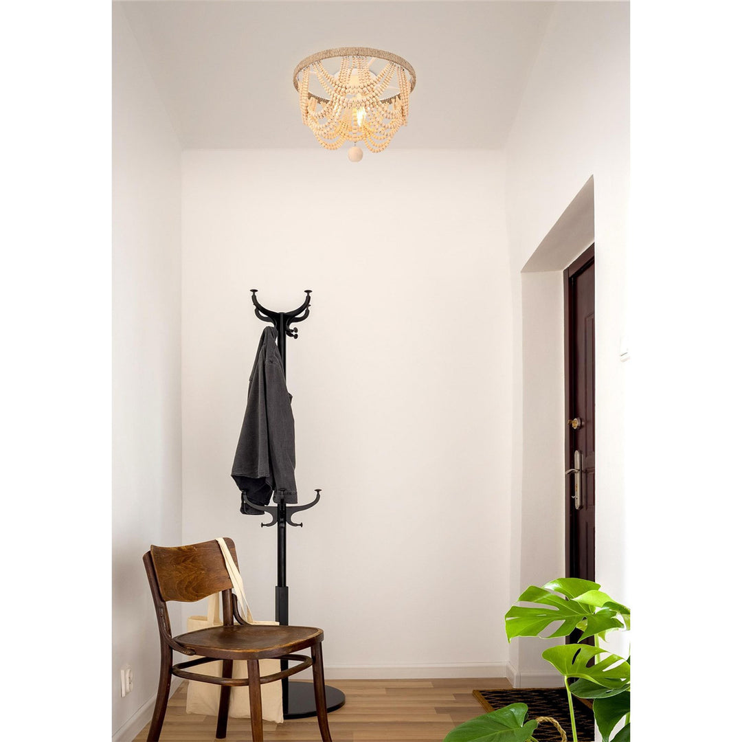 16 Inch Beaded Flush Mount In Beige - View 2 - Joshua Marshal