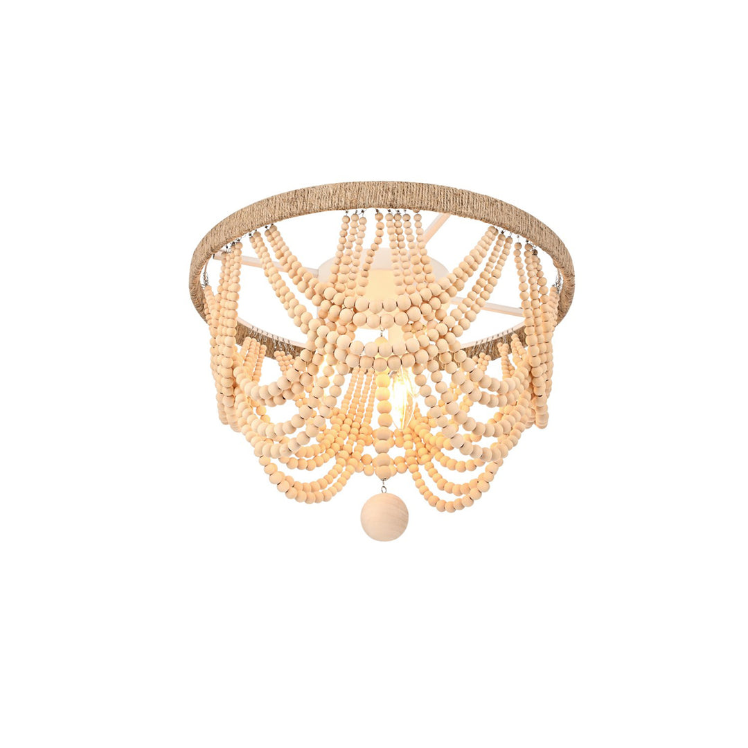 16 Inch Beaded Flush Mount In Beige - View 3 - Joshua Marshal