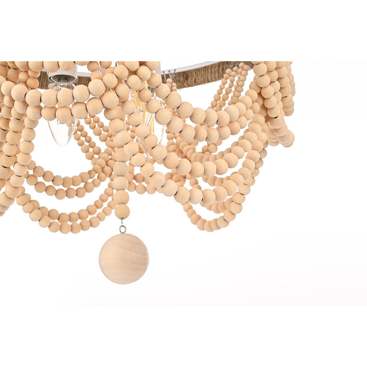 16 Inch Beaded Flush Mount In Beige - View 4 - Joshua Marshal