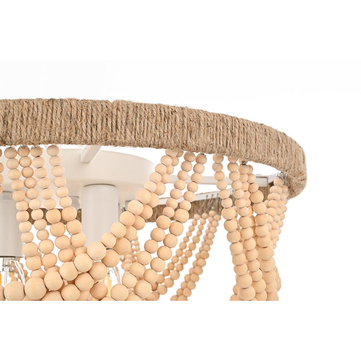 16 Inch Beaded Flush Mount In Beige - View 5 - Joshua Marshal