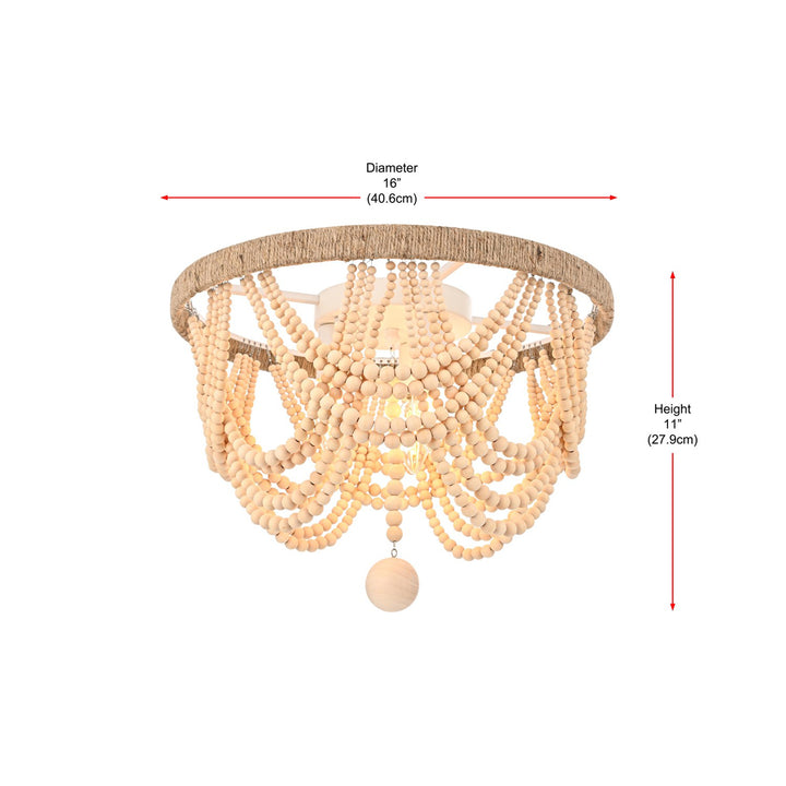 16 Inch Beaded Flush Mount In Beige - View 6 - Joshua Marshal