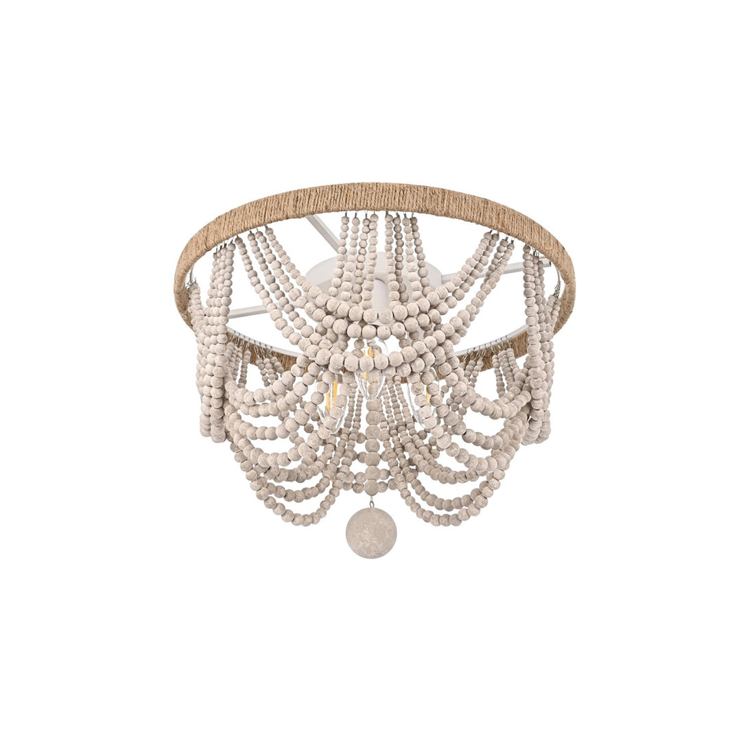 16 Inch Beaded Flush Mount In Antique White - View 3 - Joshua Marshal