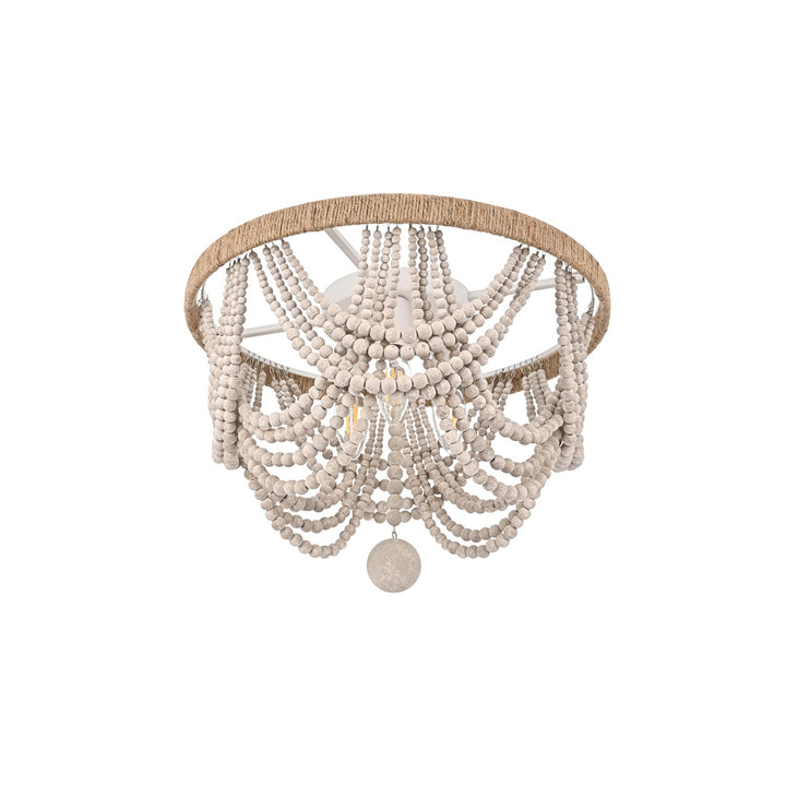 16 Inch Beaded Flush Mount In Antique White - View 3 - Joshua Marshal