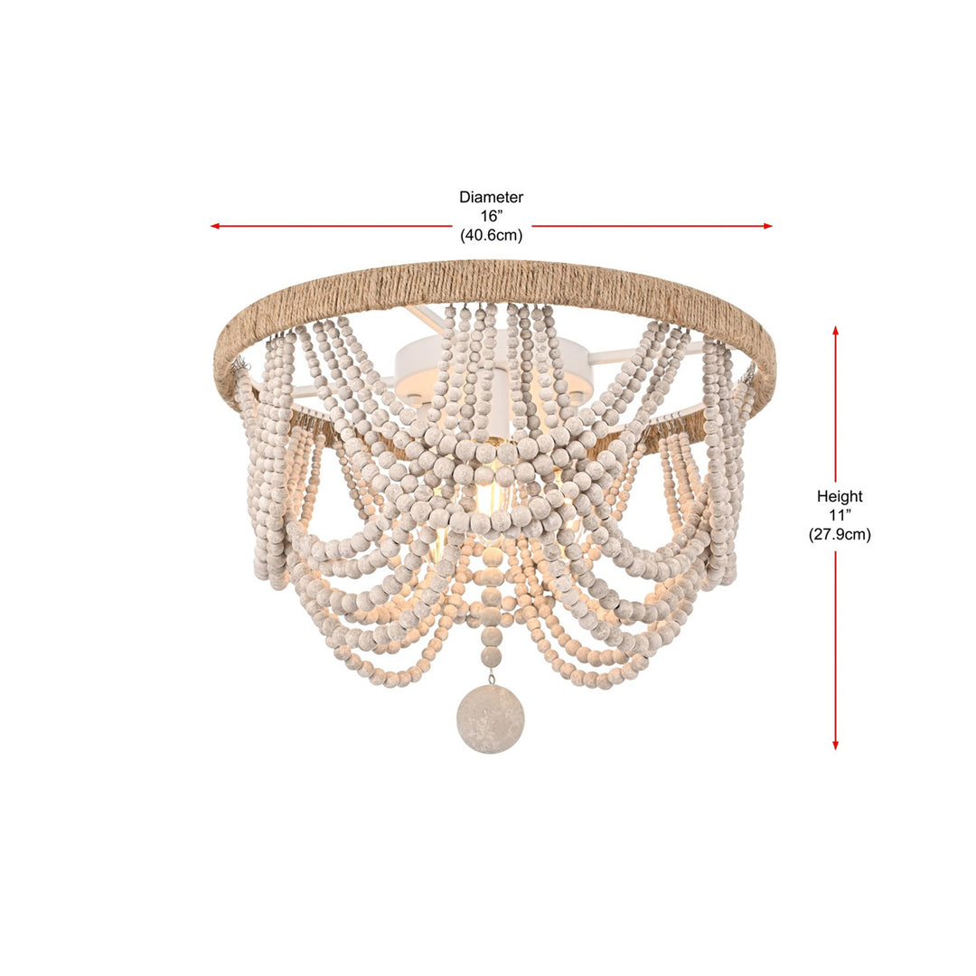16 Inch Beaded Flush Mount In Antique White - View 6 - Joshua Marshal