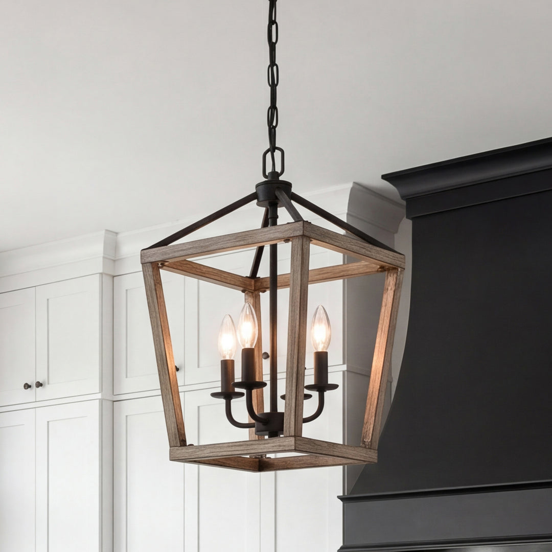 12 Inch Latern Pendant In Brown And Black Brown And Black Finish - LIGHTING by Joshua Marshal
