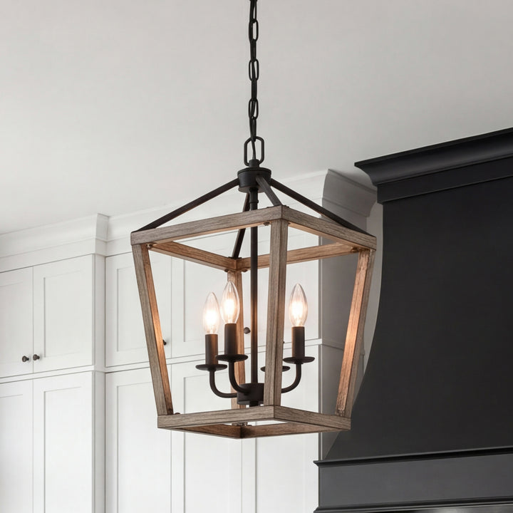 12 Inch Latern Pendant In Brown And Black Brown And Black Finish - LIGHTING by Joshua Marshal