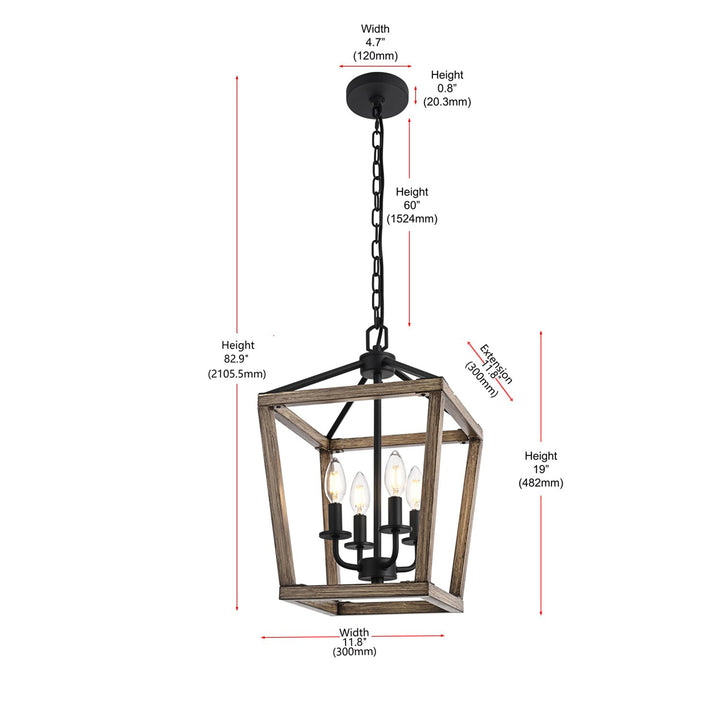 12 Inch Latern Pendant In Brown And Black - View 6 - Joshua Marshal