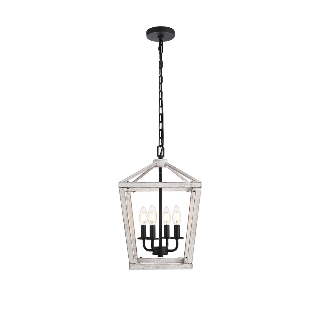 12 Inch Latern Pendant In Weathered White And Black - View 3 - Joshua Marshal