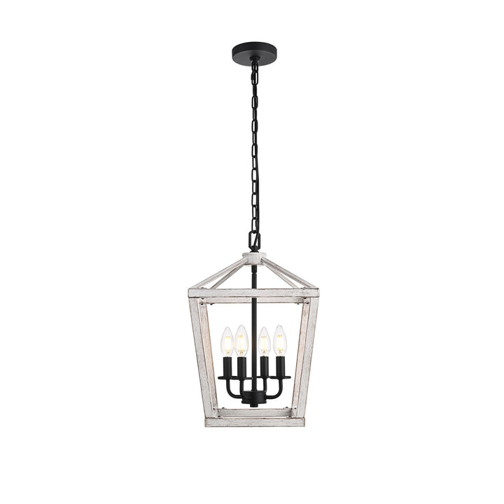 12 Inch Latern Pendant In Weathered White And Black - View 3 - Joshua Marshal