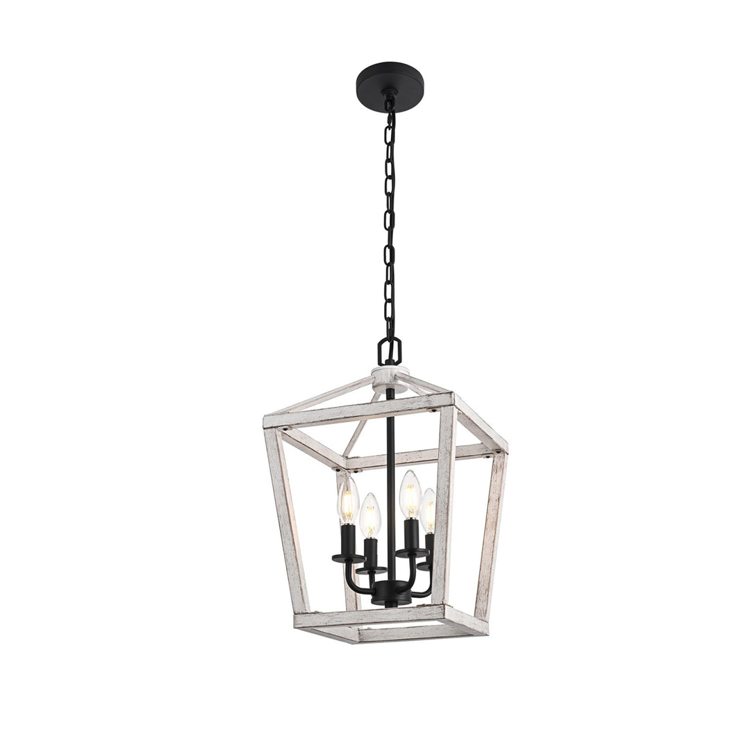 12 Inch Latern Pendant In Weathered White And Black - View 4 - Joshua Marshal